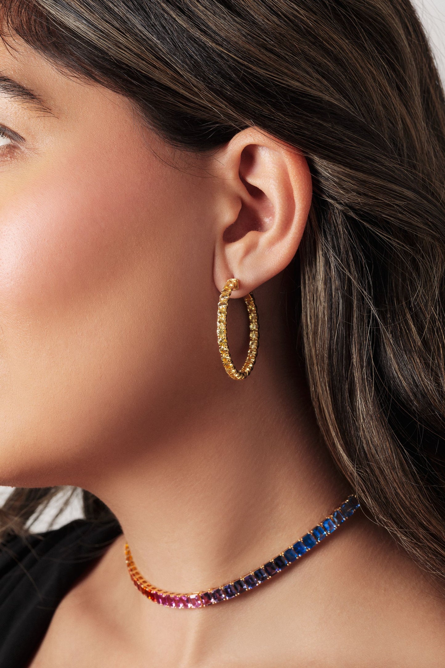 1.25 inch 3 mm Round Yellow Sapphire Earrings