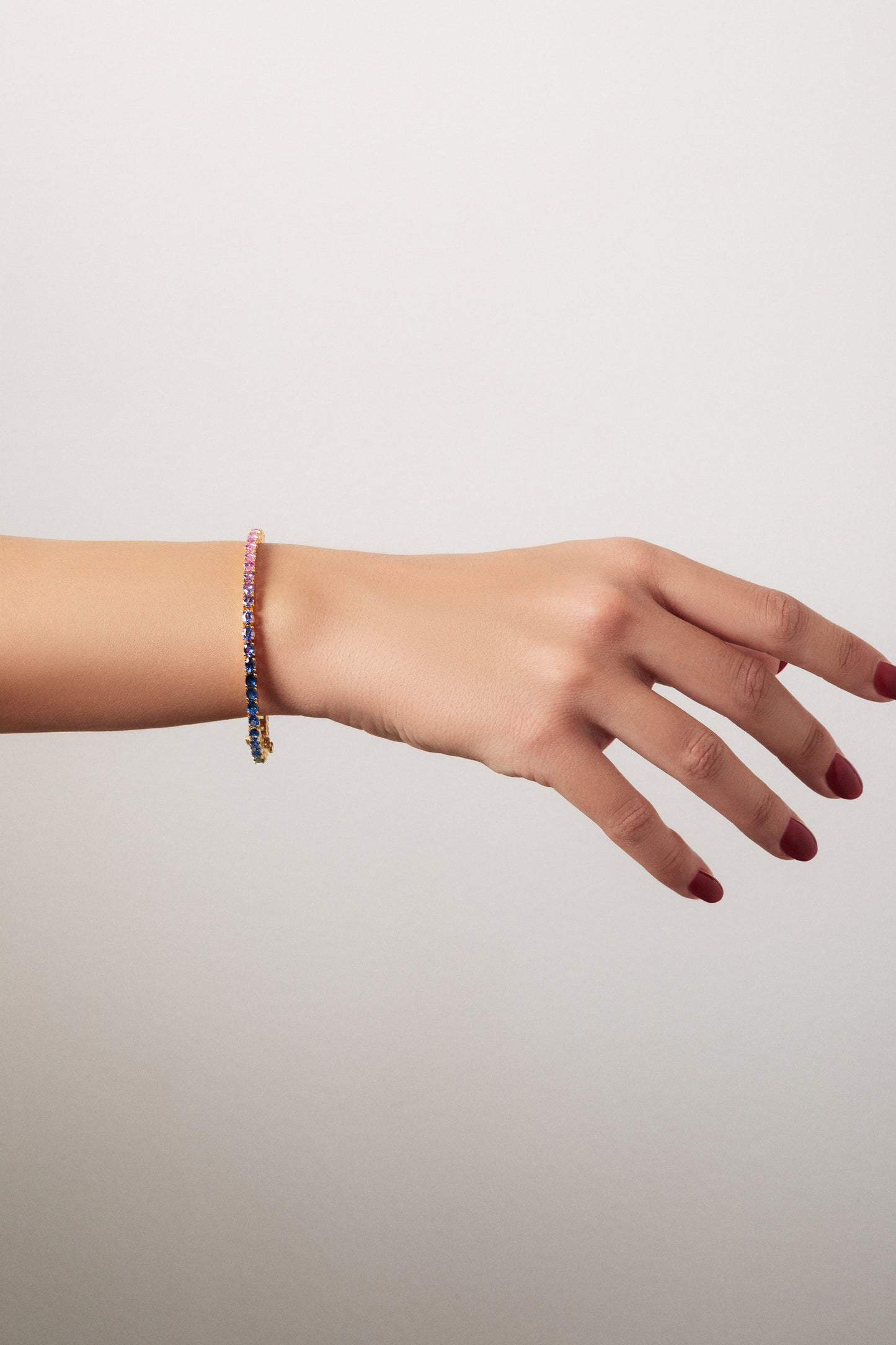 4x3 mm Oval Rainbow Sapphire Bracelet