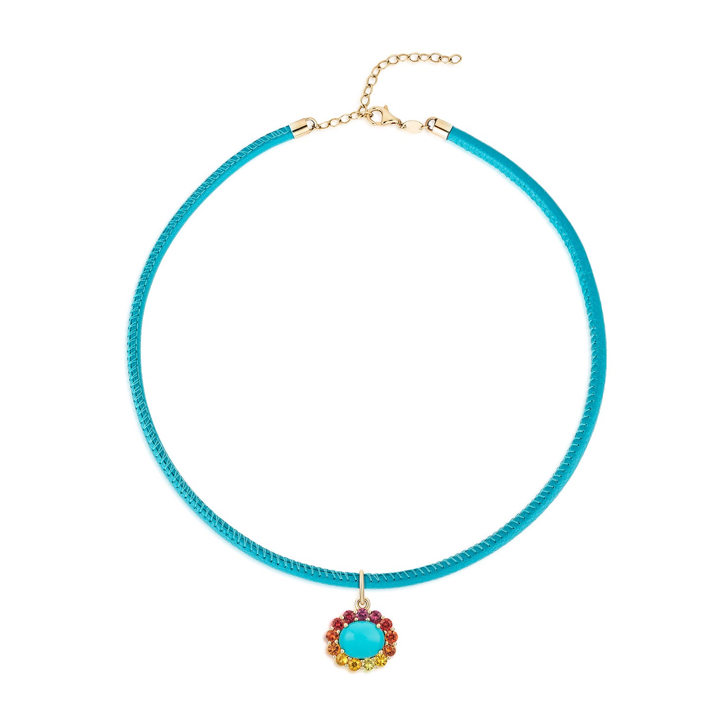 Turquoise Leather Cord Necklace