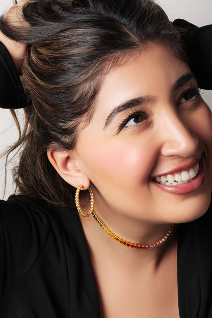 1.25 inch 3 mm Round Yellow Sapphire Earrings