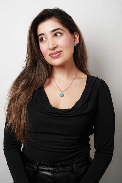 Turquoise & Blue/Purple/Pink Sapphire Charm