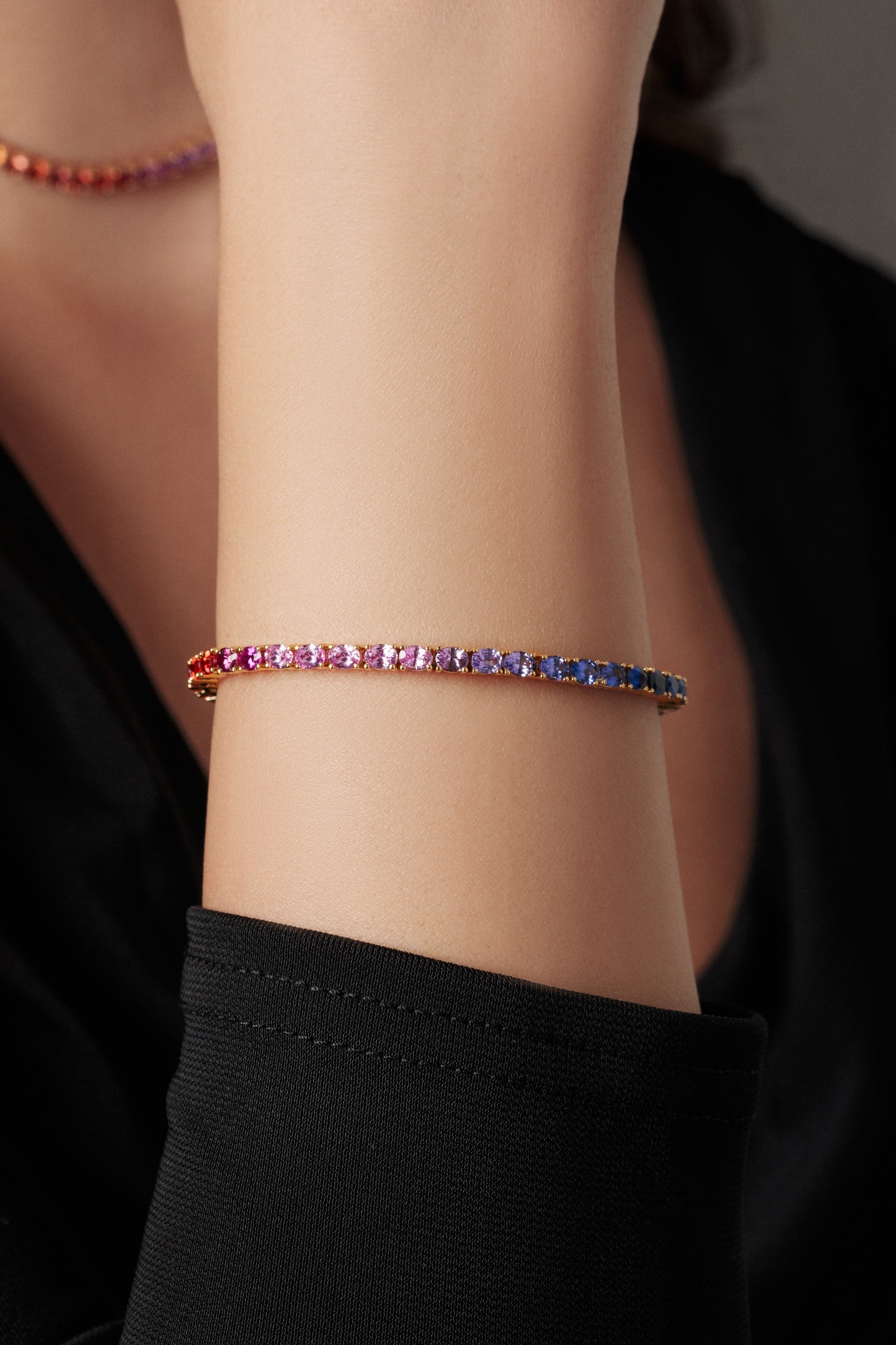 4x3 mm Oval Rainbow Sapphire Bracelet