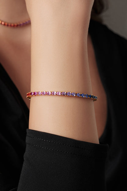 4x3 mm Oval Rainbow Sapphire Bracelet