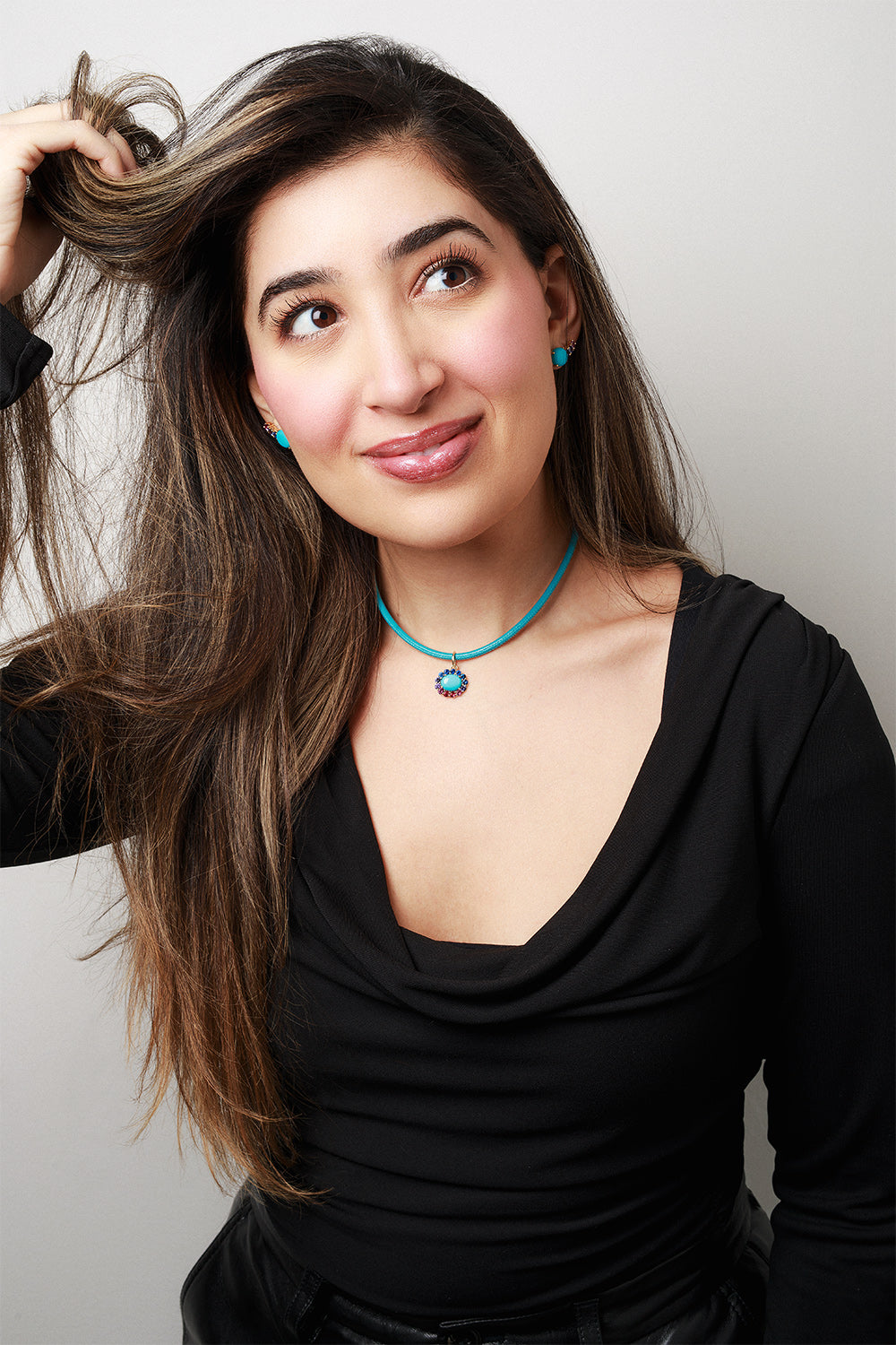 Turquoise Leather Cord Necklace