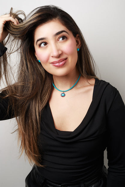 Turquoise Leather Cord Necklace