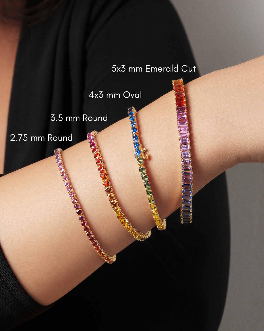 5x3 mm Emerald Cut Rainbow Sapphire Bracelet