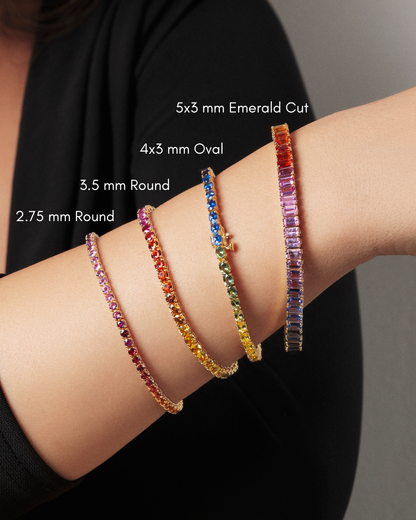 5x3 mm Emerald Cut Rainbow Sapphire Bracelet