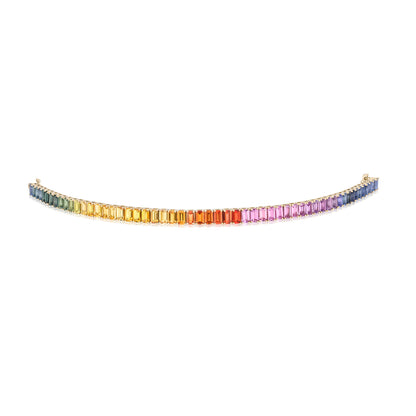 5x3 mm Emerald Cut Rainbow Sapphire Bracelet