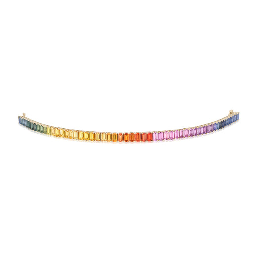 5x3 mm Emerald Cut Rainbow Sapphire Bracelet