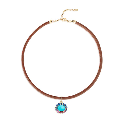 Turquoise & Blue/Purple/Pink Sapphire Charm