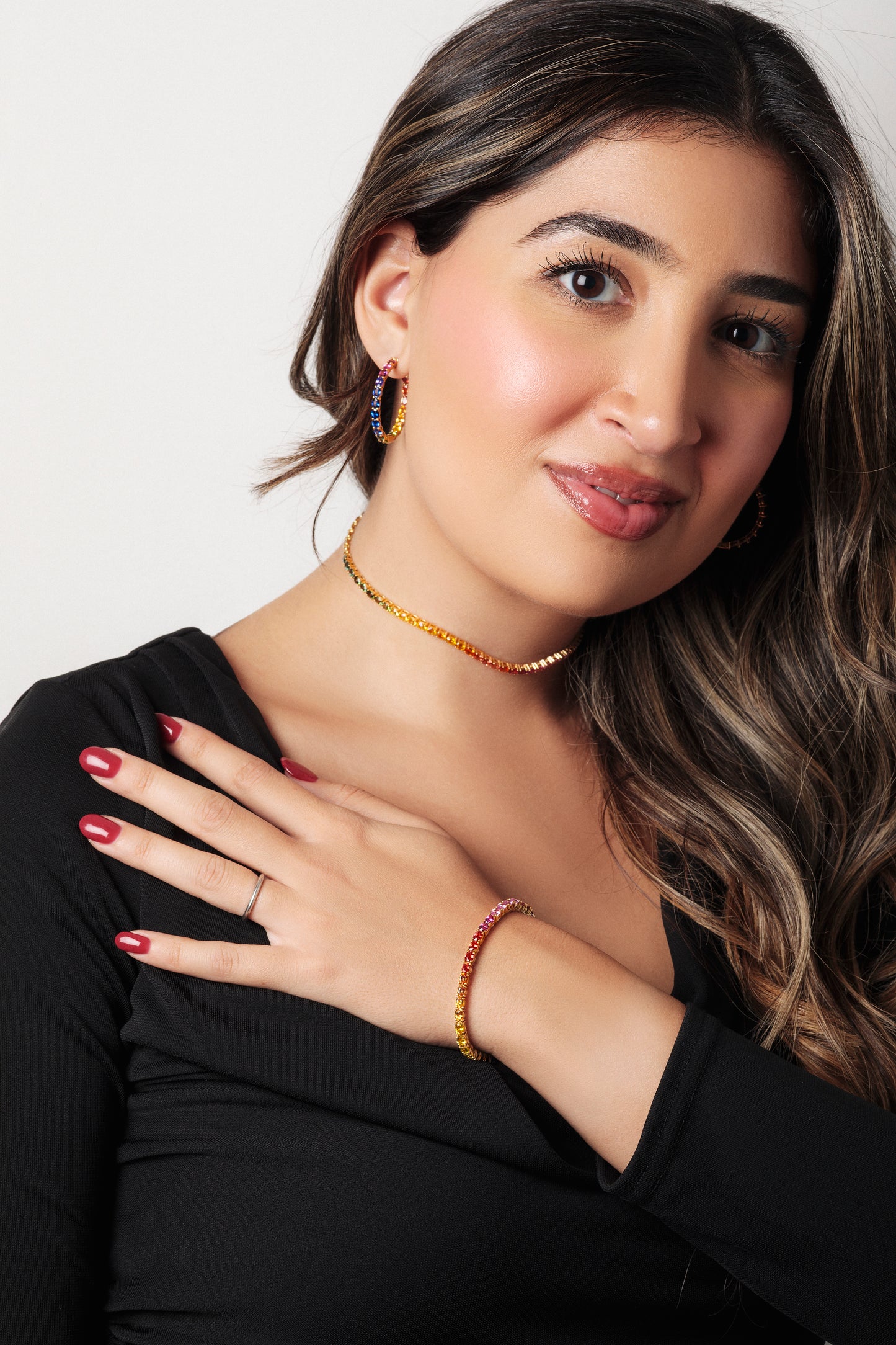 4x3 mm Oval Rainbow Sapphire Bracelet