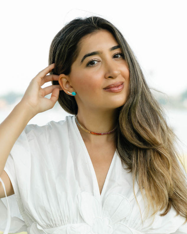 Turquoise & Diamond Ear Climber