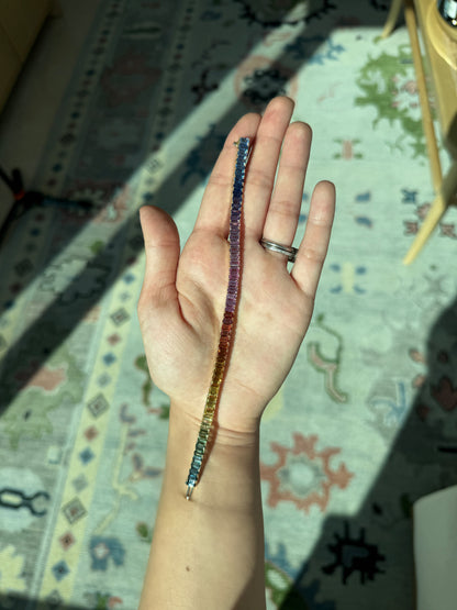 5x3 mm Emerald Cut Rainbow Sapphire Bracelet