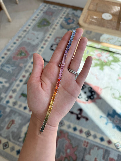 5x3 mm Emerald Cut Rainbow Sapphire Bracelet