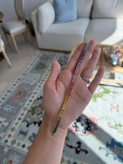 5x3 mm Emerald Cut Rainbow Sapphire Bracelet
