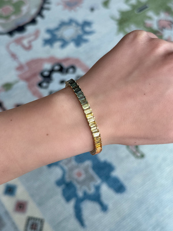 5x3 mm Emerald Cut Rainbow Sapphire Bracelet