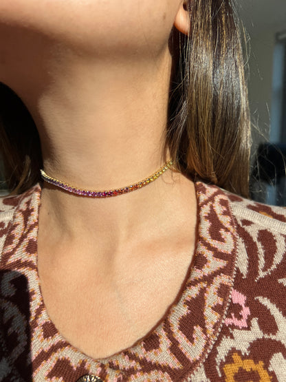 3.5 mm Round Rainbow Sapphire Choker