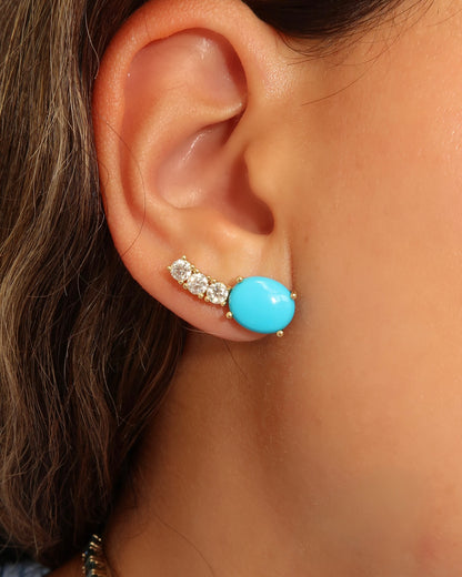 Turquoise & Diamond Ear Climber