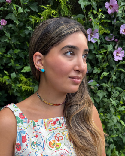 Turquoise & Blue, Purple, and Pink Sapphire Earrings