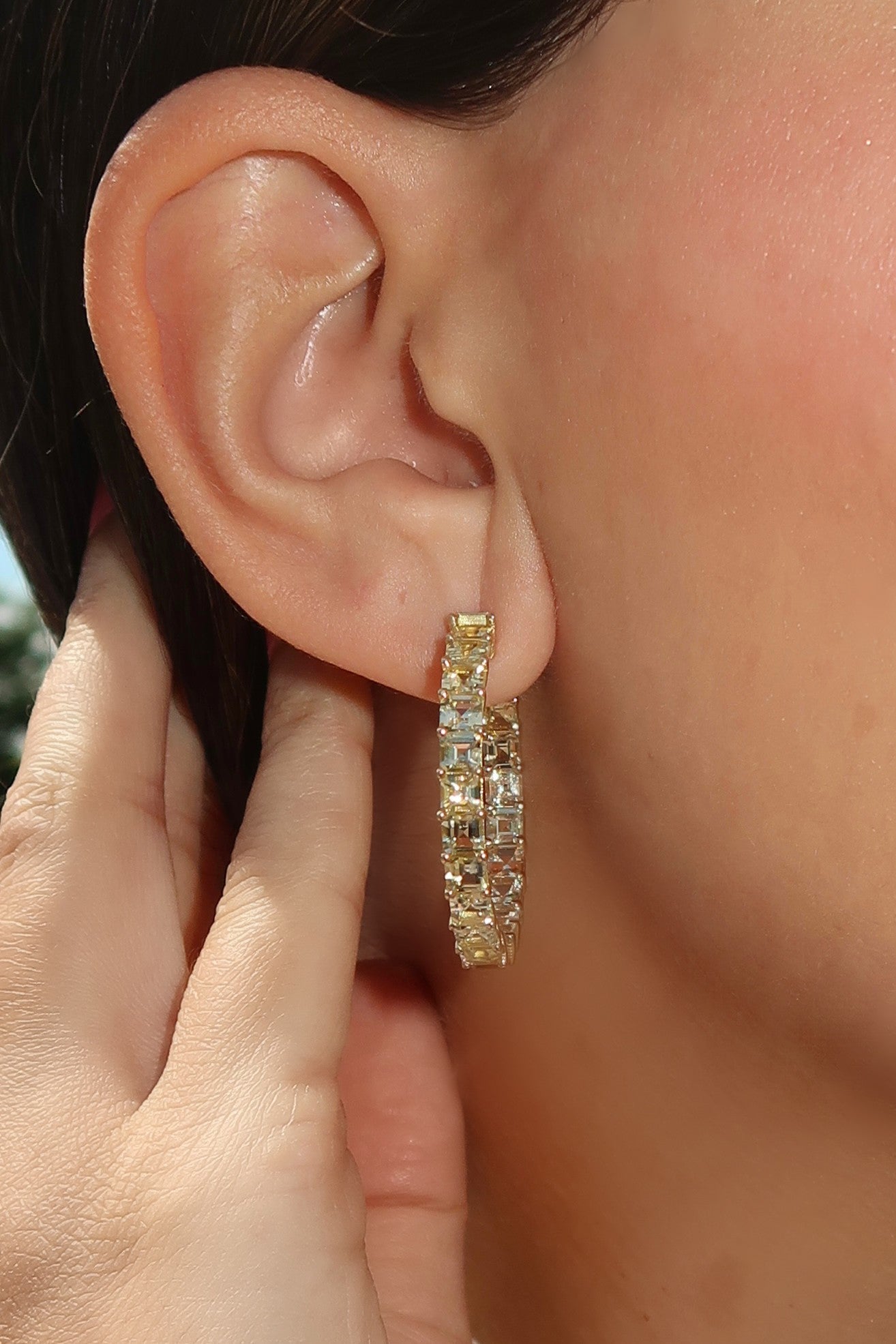 1.25 inch 3.5 mm Asscher Cut Yellow Sapphire Earrings