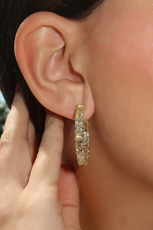 1.25 inch 3.5 mm Asscher Cut Yellow Sapphire Earrings