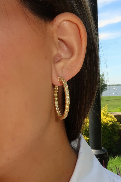 1.25 inch 3 mm Round Yellow Sapphire Earrings