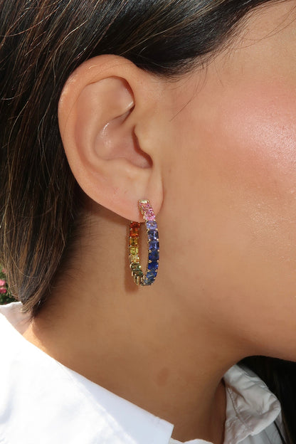 1.25 inch 3.5 mm Ascher Rainbow Sapphire Earrings
