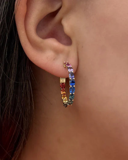 1 inch 4 x 3 mm Oval Rainbow Sapphire Earrings