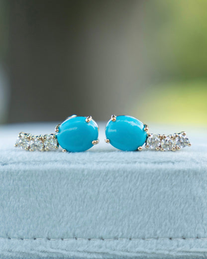 Turquoise & Diamond Ear Climber