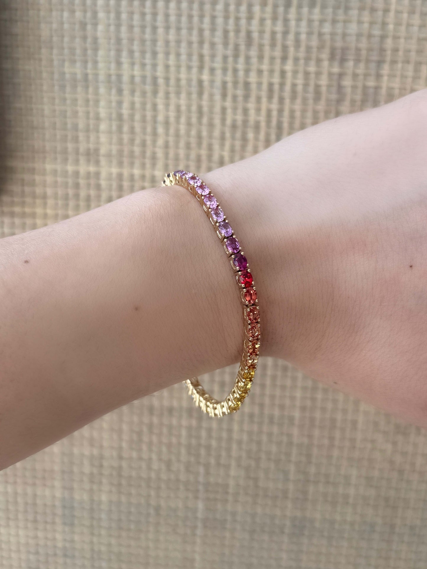 4x3 mm Oval Rainbow Sapphire Bracelet