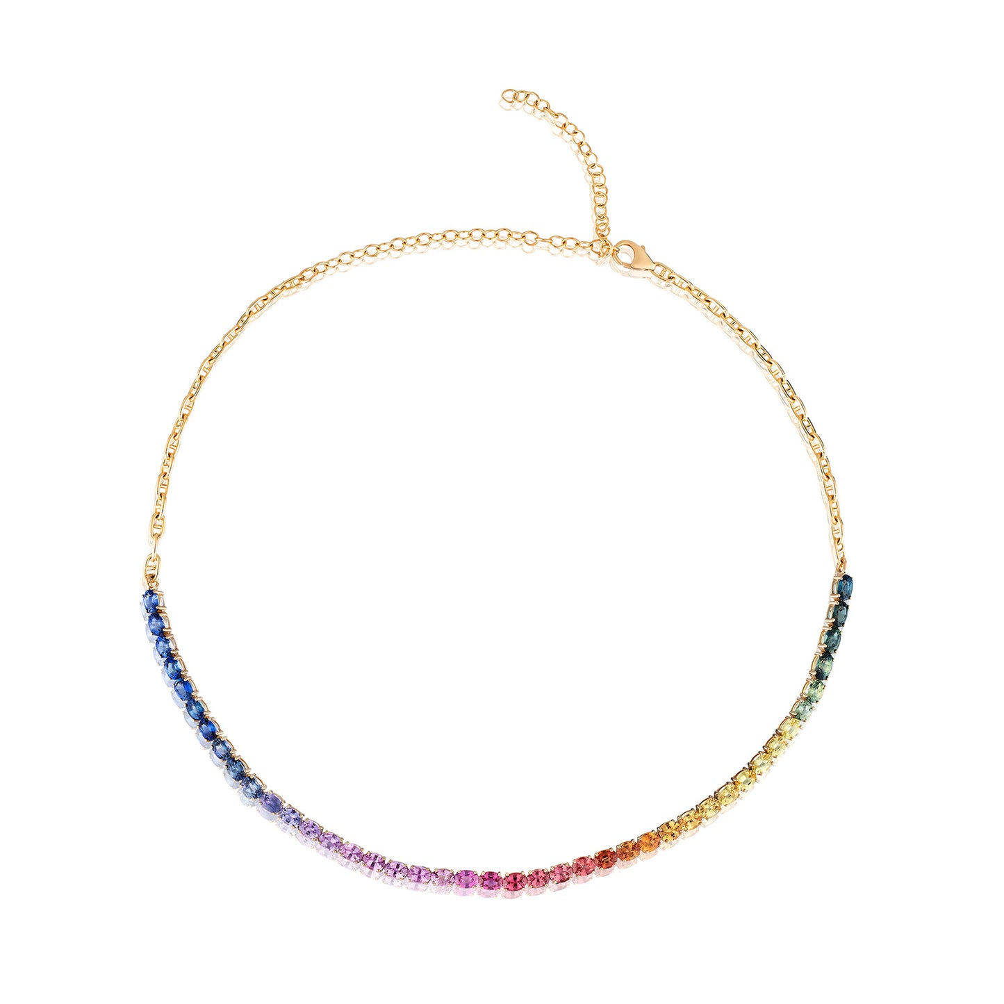 4x3 mm Oval Rainbow Sapphire Choker