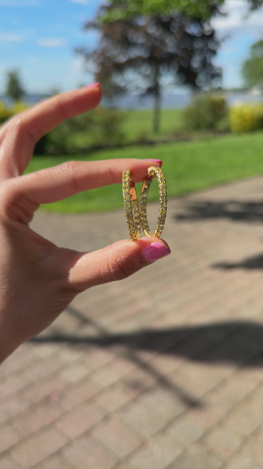 1.25 inch 3 mm Round Yellow Sapphire Earrings