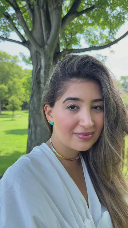 Turquoise & Blue, Purple, and Pink Sapphire Earrings