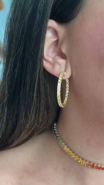 1.25 inch 3 mm Round Yellow Sapphire Earrings