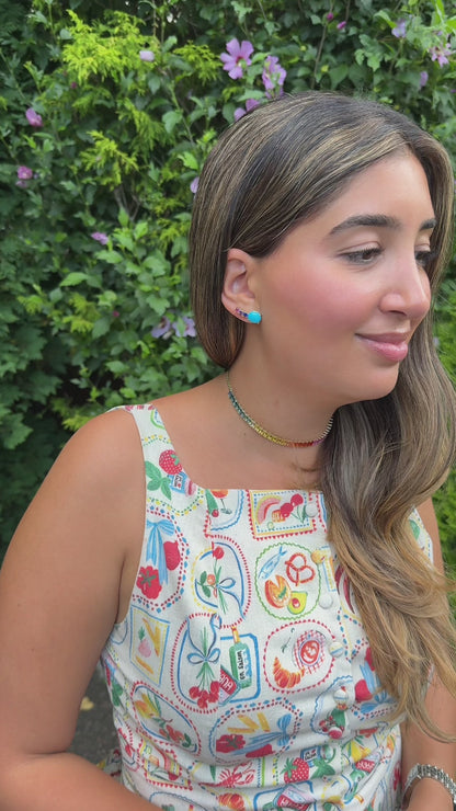 Turquoise & Blue, Purple, and Pink Sapphire Earrings