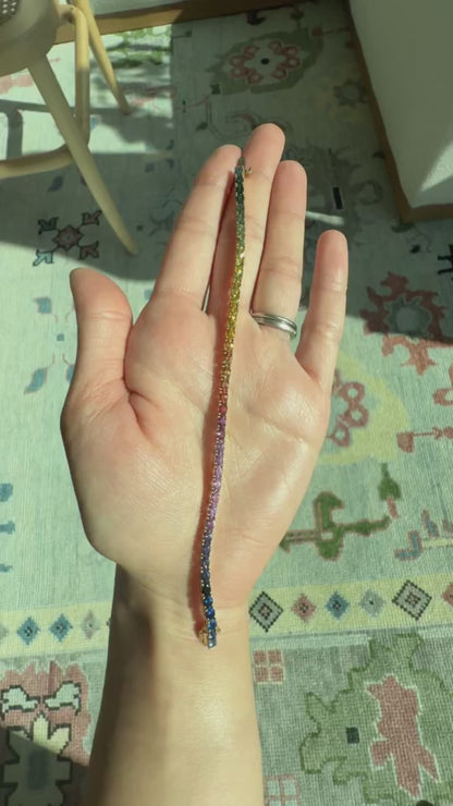 4x3 mm Oval Rainbow Sapphire Bracelet