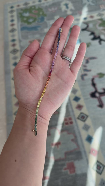 4x3 mm Oval Rainbow Sapphire Bracelet